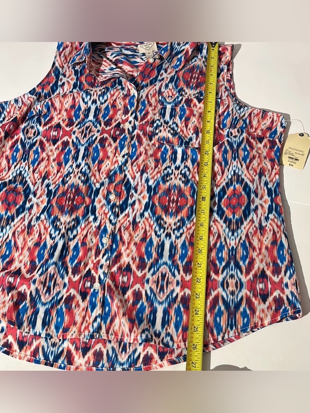 St. John's Bay classic shirt shell tank top multi red summer womens XL NEW! - Picture 5 of 5